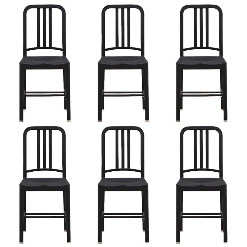 Contemporary Dining Plastic Side Armless Chair Open Back Dining Chair for Indoor Black Set of 6 Clearhalo ' kitchen&dining_furn' 'Dining Chairs' 'Dining Tables & Seating' 'dining_chair' 'Furniture' 'furniture_dining_chair' 'Kitchen & Dining Furniture' 'kitchen' 3454504