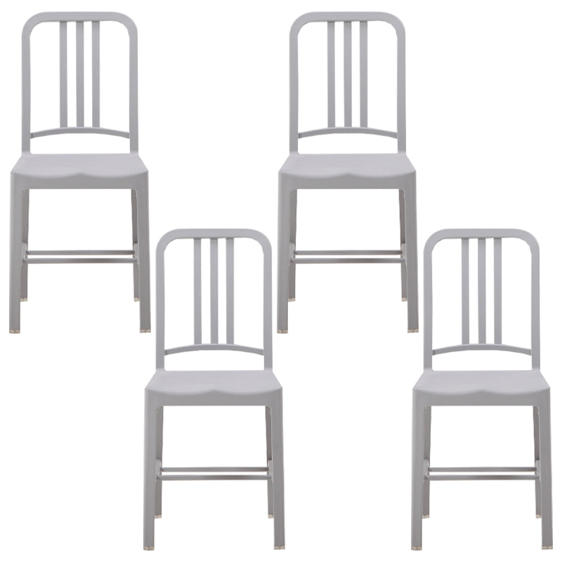 Contemporary Dining Plastic Side Armless Chair Open Back Dining Chair for Indoor Grey Set of 4 Clearhalo ' kitchen&dining_furn' 'Dining Chairs' 'Dining Tables & Seating' 'dining_chair' 'Furniture' 'furniture_dining_chair' 'Kitchen & Dining Furniture' 'kitchen' 3454508