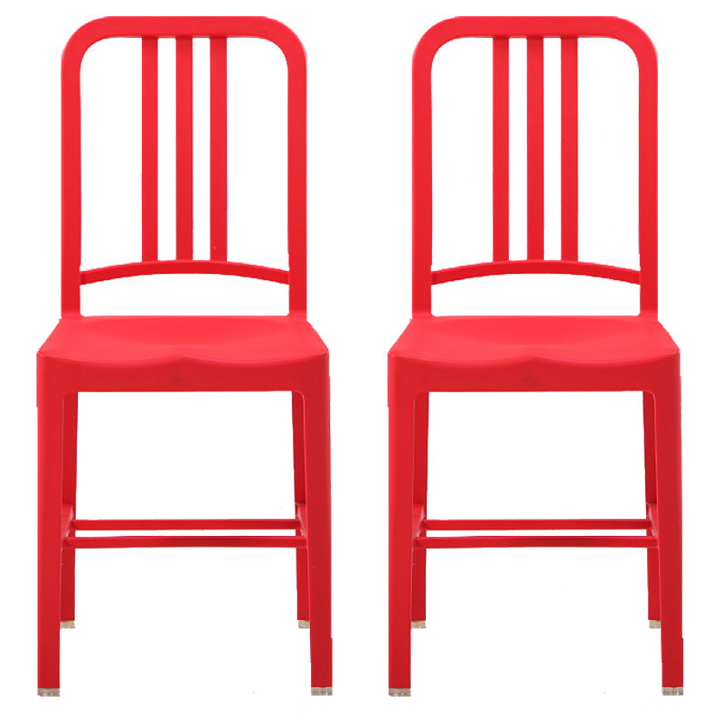 Contemporary Dining Plastic Side Armless Chair Open Back Dining Chair for Indoor Red Set of 2 Clearhalo ' kitchen&dining_furn' 'Dining Chairs' 'Dining Tables & Seating' 'dining_chair' 'Furniture' 'furniture_dining_chair' 'Kitchen & Dining Furniture' 'kitchen' 3454518