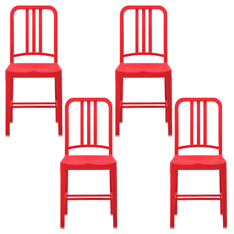 Contemporary Dining Plastic Side Armless Chair Open Back Dining Chair for Indoor Red Set of 4 Clearhalo ' kitchen&dining_furn' 'Dining Chairs' 'Dining Tables & Seating' 'dining_chair' 'Furniture' 'furniture_dining_chair' 'Kitchen & Dining Furniture' 'kitchen' 3454520