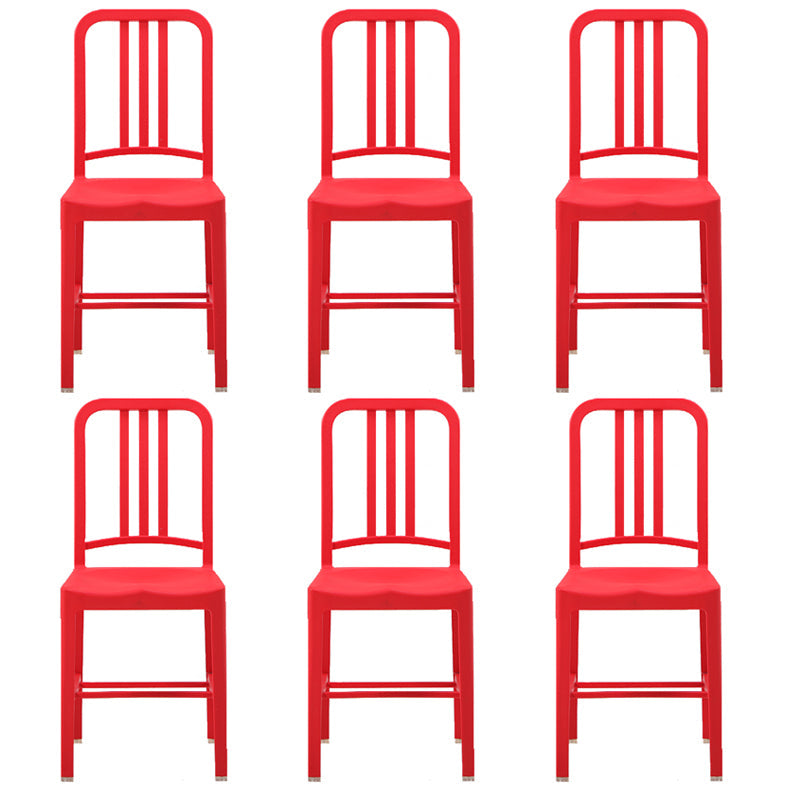 Contemporary Dining Plastic Side Armless Chair Open Back Dining Chair for Indoor Red Set of 6 Clearhalo ' kitchen&dining_furn' 'Dining Chairs' 'Dining Tables & Seating' 'dining_chair' 'Furniture' 'furniture_dining_chair' 'Kitchen & Dining Furniture' 'kitchen' 3454521
