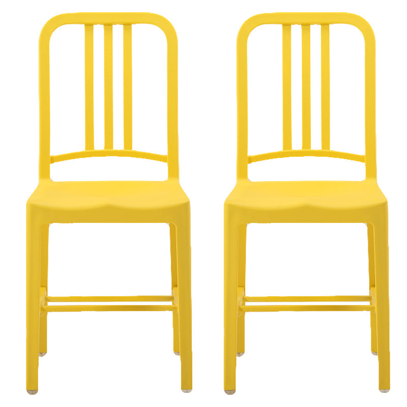 Contemporary Dining Plastic Side Armless Chair Open Back Dining Chair for Indoor Yellow Set of 2 Clearhalo ' kitchen&dining_furn' 'Dining Chairs' 'Dining Tables & Seating' 'dining_chair' 'Furniture' 'furniture_dining_chair' 'Kitchen & Dining Furniture' 'kitchen' 3454522
