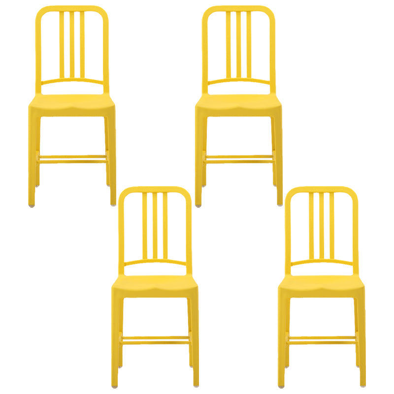 Contemporary Dining Plastic Side Armless Chair Open Back Dining Chair for Indoor Yellow Set of 4 Clearhalo ' kitchen&dining_furn' 'Dining Chairs' 'Dining Tables & Seating' 'dining_chair' 'Furniture' 'furniture_dining_chair' 'Kitchen & Dining Furniture' 'kitchen' 3454523