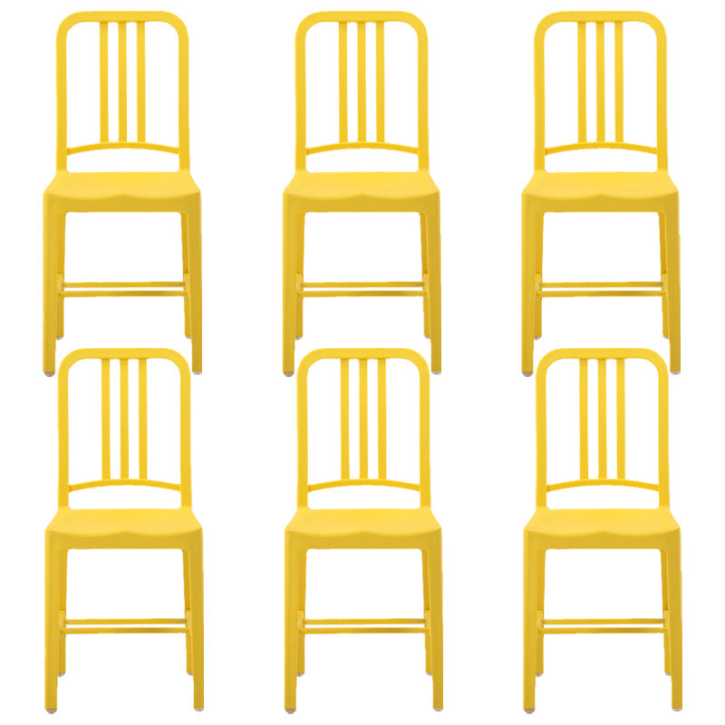 Contemporary Dining Plastic Side Armless Chair Open Back Dining Chair for Indoor Yellow Set of 6 Clearhalo ' kitchen&dining_furn' 'Dining Chairs' 'Dining Tables & Seating' 'dining_chair' 'Furniture' 'furniture_dining_chair' 'Kitchen & Dining Furniture' 'kitchen' 3454524