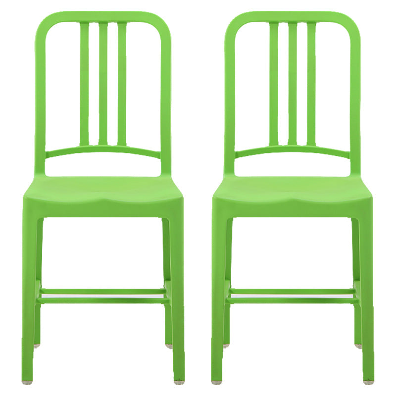 Contemporary Dining Plastic Side Armless Chair Open Back Dining Chair for Indoor Green Set of 2 Clearhalo ' kitchen&dining_furn' 'Dining Chairs' 'Dining Tables & Seating' 'dining_chair' 'Furniture' 'furniture_dining_chair' 'Kitchen & Dining Furniture' 'kitchen' 3454525