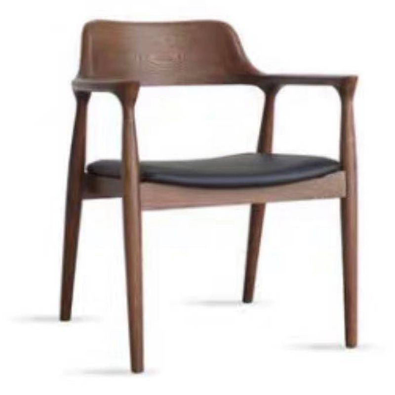 Contemporary Style Dining Chair Solid Wood Open Back Dining Side Chair for Restaurant Walnut Black 1 Piece Clearhalo ' kitchen&dining_furn' 'Dining Chairs' 'Dining Tables & Seating' 'dining_chair' 'Furniture' 'furniture_dining_chair' 'Kitchen & Dining Furniture' 'kitchen' 3454541