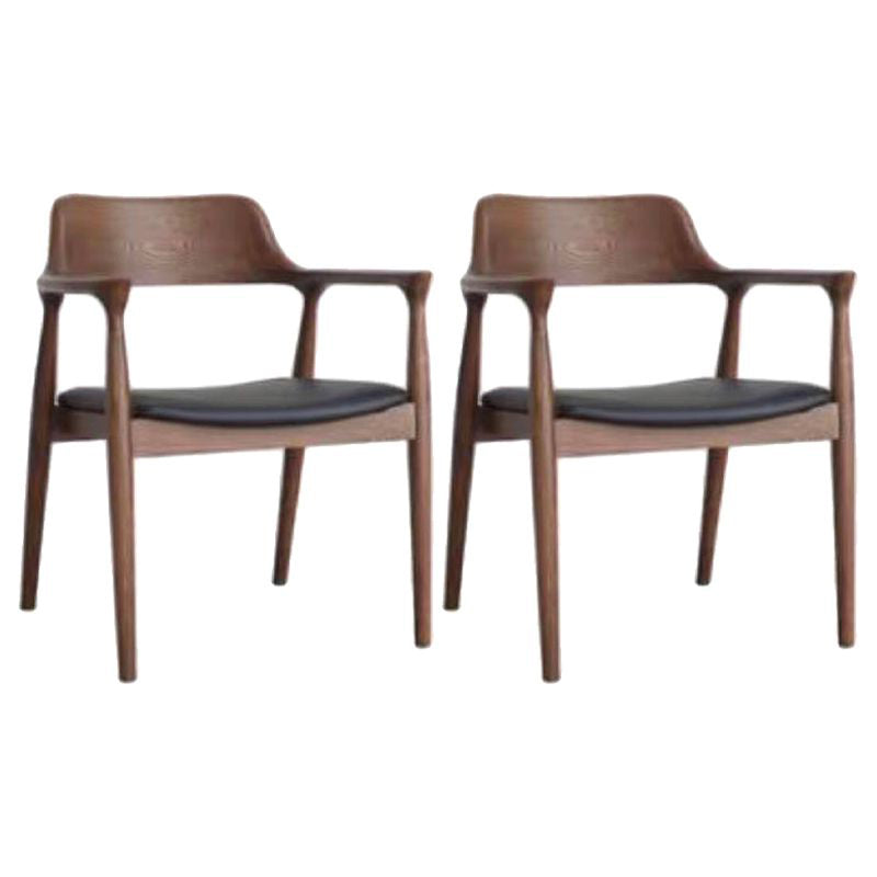 Contemporary Style Dining Chair Solid Wood Open Back Dining Side Chair for Restaurant Walnut Black Set of 2 Clearhalo ' kitchen&dining_furn' 'Dining Chairs' 'Dining Tables & Seating' 'dining_chair' 'Furniture' 'furniture_dining_chair' 'Kitchen & Dining Furniture' 'kitchen' 3454542