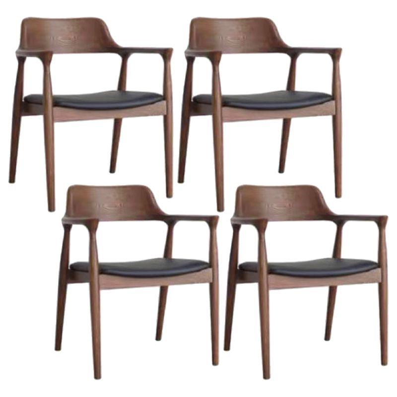Contemporary Style Dining Chair Solid Wood Open Back Dining Side Chair for Restaurant Walnut Black Set of 4 Clearhalo ' kitchen&dining_furn' 'Dining Chairs' 'Dining Tables & Seating' 'dining_chair' 'Furniture' 'furniture_dining_chair' 'Kitchen & Dining Furniture' 'kitchen' 3454545