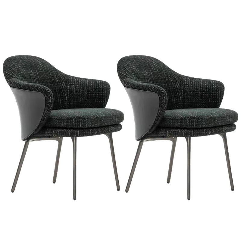 Contemporary Style Home Dining Arm Chair Metal Dining Chair with Black Legs Black Set of 2 Clearhalo ' kitchen&dining_furn' 'Dining Chairs' 'Dining Tables & Seating' 'dining_chair' 'Furniture' 'furniture_dining_chair' 'Kitchen & Dining Furniture' 'kitchen' 3454606
