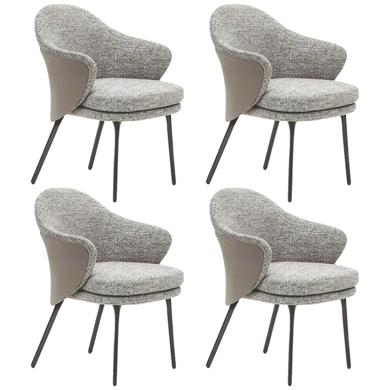 Contemporary Style Home Dining Arm Chair Metal Dining Chair with Black Legs Grey Set of 4 Clearhalo ' kitchen&dining_furn' 'Dining Chairs' 'Dining Tables & Seating' 'dining_chair' 'Furniture' 'furniture_dining_chair' 'Kitchen & Dining Furniture' 'kitchen' 3454611