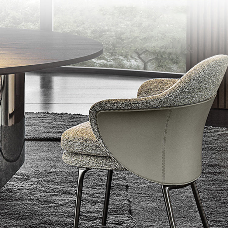 Contemporary Style Home Dining Arm Chair Metal Dining Chair with Black Legs Clearhalo ' kitchen&dining_furn' 'Dining Chairs' 'Dining Tables & Seating' 'dining_chair' 'Furniture' 'furniture_dining_chair' 'Kitchen & Dining Furniture' 'kitchen' 3454616