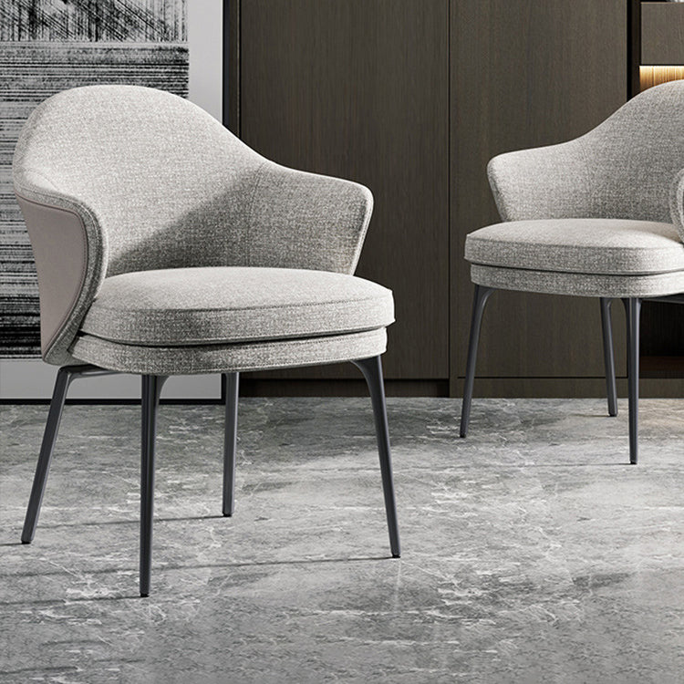 Contemporary Style Home Dining Arm Chair Metal Dining Chair with Black Legs Clearhalo ' kitchen&dining_furn' 'Dining Chairs' 'Dining Tables & Seating' 'dining_chair' 'Furniture' 'furniture_dining_chair' 'Kitchen & Dining Furniture' 'kitchen' 3454618