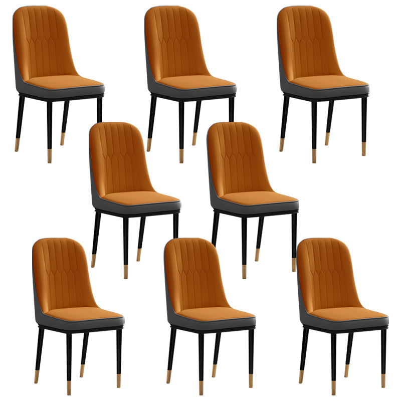 Scandinavian Style Upholstered Chair Wingback Parsons Chair for Home Use Orange Set of 8 Clearhalo ' kitchen&dining_furn' 'Dining Chairs' 'Dining Tables & Seating' 'dining_chair' 'Furniture' 'furniture_dining_chair' 'Kitchen & Dining Furniture' 'kitchen' 3454638