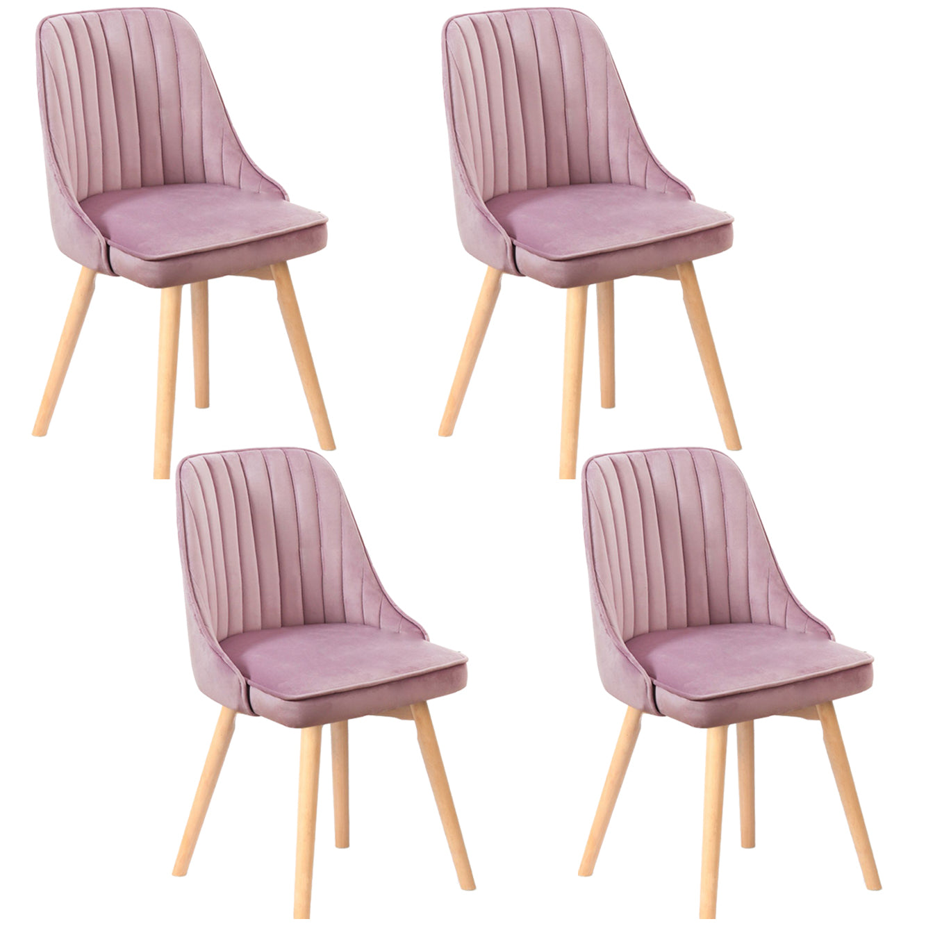 Modern Wooden Chairs Upholstered Solid Back Armless Chair for Home Use Pink Set of 4 Clearhalo ' kitchen&dining_furn' 'Dining Chairs' 'Dining Tables & Seating' 'dining_chair' 'Furniture' 'furniture_dining_chair' 'Kitchen & Dining Furniture' 'kitchen' 3454652