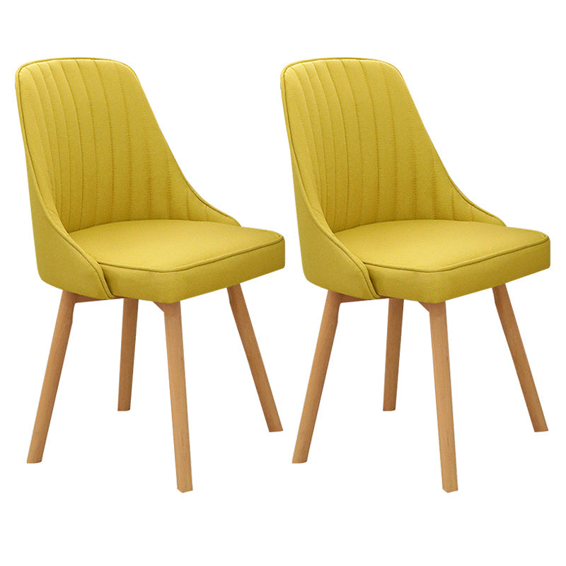 Modern Wooden Chairs Upholstered Solid Back Armless Chair for Home Use Yellow Set of 2 Clearhalo ' kitchen&dining_furn' 'Dining Chairs' 'Dining Tables & Seating' 'dining_chair' 'Furniture' 'furniture_dining_chair' 'Kitchen & Dining Furniture' 'kitchen' 3454654