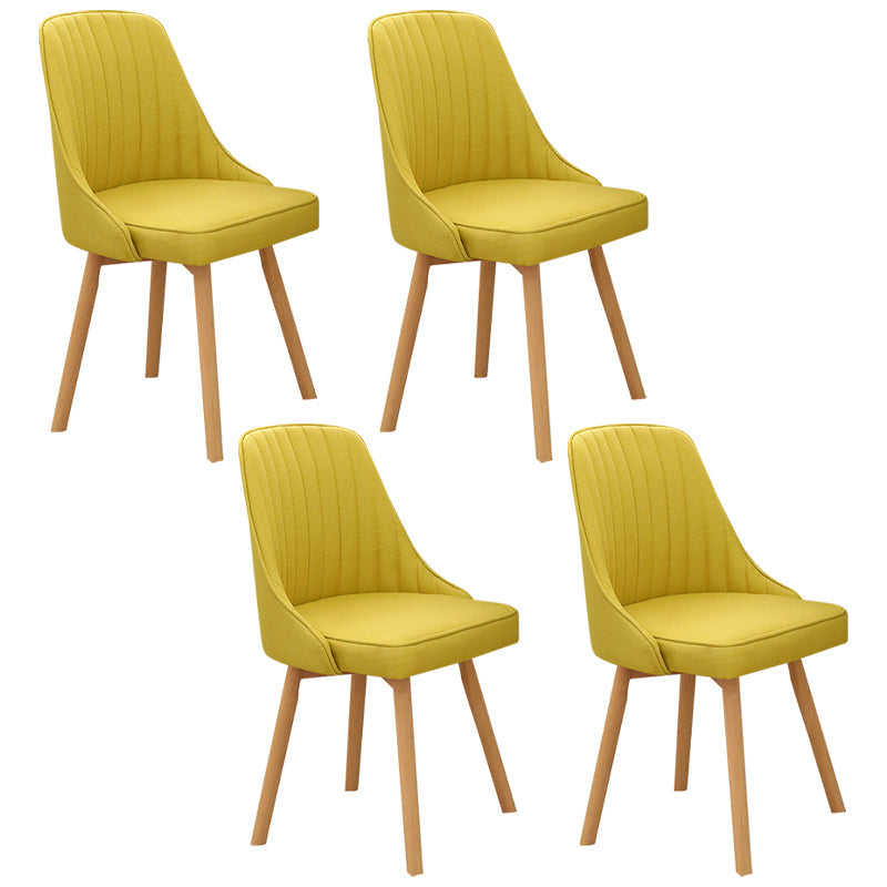 Modern Wooden Chairs Upholstered Solid Back Armless Chair for Home Use Yellow Set of 4 Clearhalo ' kitchen&dining_furn' 'Dining Chairs' 'Dining Tables & Seating' 'dining_chair' 'Furniture' 'furniture_dining_chair' 'Kitchen & Dining Furniture' 'kitchen' 3454657