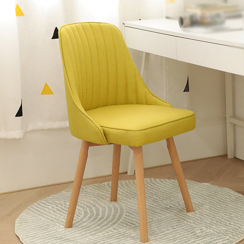 Modern Wooden Chairs Upholstered Solid Back Armless Chair for Home Use Yellow 1 Piece Clearhalo ' kitchen&dining_furn' 'Dining Chairs' 'Dining Tables & Seating' 'dining_chair' 'Furniture' 'furniture_dining_chair' 'Kitchen & Dining Furniture' 'kitchen' 3454670