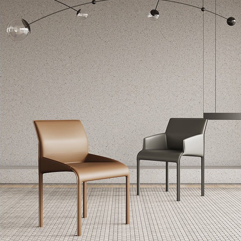 Contemporary Style Metal Dining Arm Chair Matte Finish Square Dining Chair for Home Use Clearhalo ' kitchen&dining_furn' 'Dining Chairs' 'Dining Tables & Seating' 'dining_chair' 'Furniture' 'furniture_dining_chair' 'Kitchen & Dining Furniture' 'kitchen' 3454682