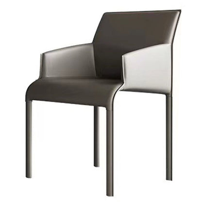 Contemporary Style Metal Dining Arm Chair Matte Finish Square Dining Chair for Home Use Grey 1 Piece Clearhalo ' kitchen&dining_furn' 'Dining Chairs' 'Dining Tables & Seating' 'dining_chair' 'Furniture' 'furniture_dining_chair' 'Kitchen & Dining Furniture' 'kitchen' 3454683