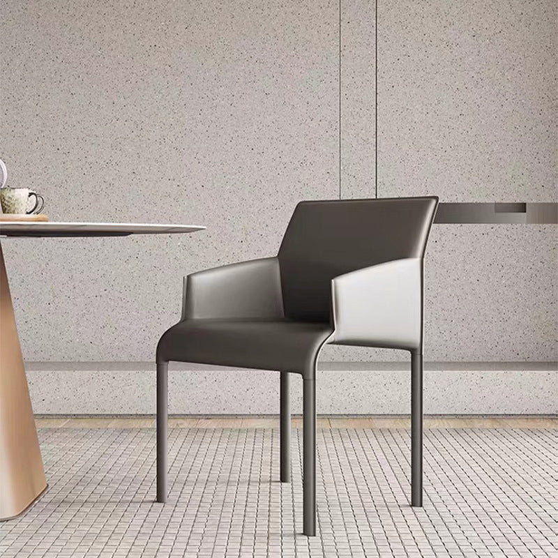 Contemporary Style Metal Dining Arm Chair Matte Finish Square Dining Chair for Home Use Clearhalo ' kitchen&dining_furn' 'Dining Chairs' 'Dining Tables & Seating' 'dining_chair' 'Furniture' 'furniture_dining_chair' 'Kitchen & Dining Furniture' 'kitchen' 3454685
