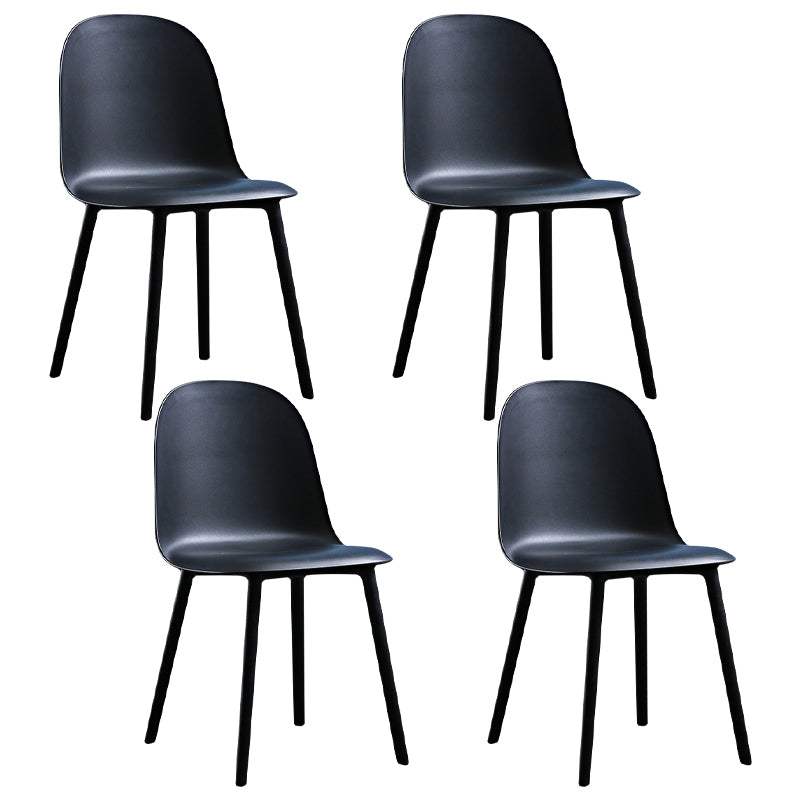 Glam Style Metal Side Chair Matte Finish Solid Back Dining Room Dining Chair Black Plastic Set of 4 Clearhalo ' kitchen&dining_furn' 'Dining Chairs' 'Dining Tables & Seating' 'dining_chair' 'Furniture' 'furniture_dining_chair' 'Kitchen & Dining Furniture' 'kitchen' 3454699