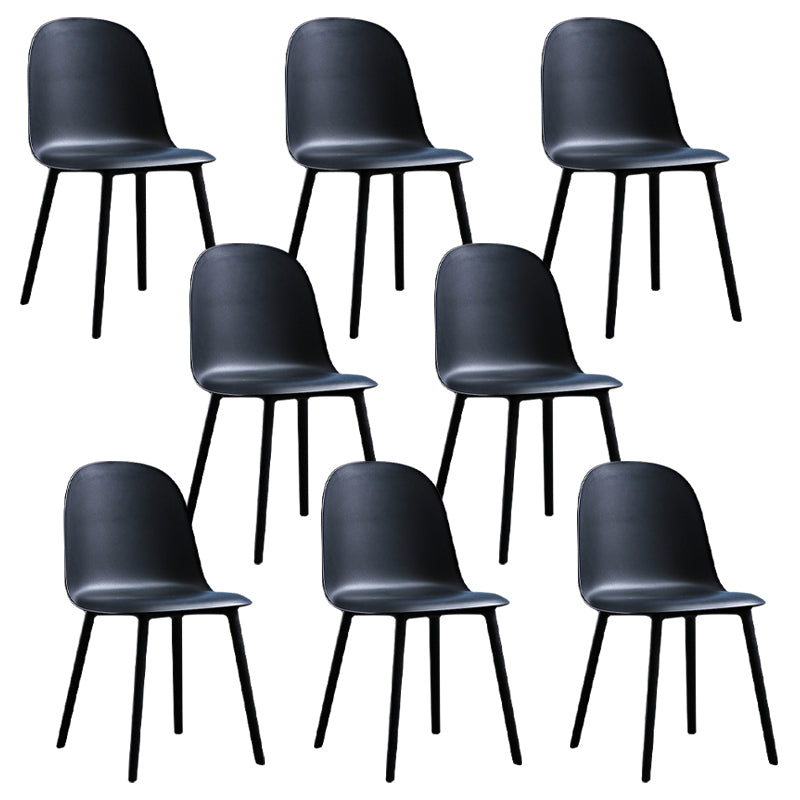 Glam Style Metal Side Chair Matte Finish Solid Back Dining Room Dining Chair Black Plastic Set of 8 Clearhalo ' kitchen&dining_furn' 'Dining Chairs' 'Dining Tables & Seating' 'dining_chair' 'Furniture' 'furniture_dining_chair' 'Kitchen & Dining Furniture' 'kitchen' 3454701