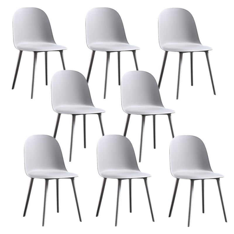 Glam Style Metal Side Chair Matte Finish Solid Back Dining Room Dining Chair Grey Plastic Set of 8 Clearhalo ' kitchen&dining_furn' 'Dining Chairs' 'Dining Tables & Seating' 'dining_chair' 'Furniture' 'furniture_dining_chair' 'Kitchen & Dining Furniture' 'kitchen' 3454705