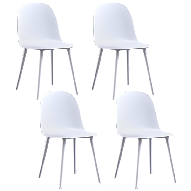 Glam Style Metal Side Chair Matte Finish Solid Back Dining Room Dining Chair White Plastic Set of 4 Clearhalo ' kitchen&dining_furn' 'Dining Chairs' 'Dining Tables & Seating' 'dining_chair' 'Furniture' 'furniture_dining_chair' 'Kitchen & Dining Furniture' 'kitchen' 3454707
