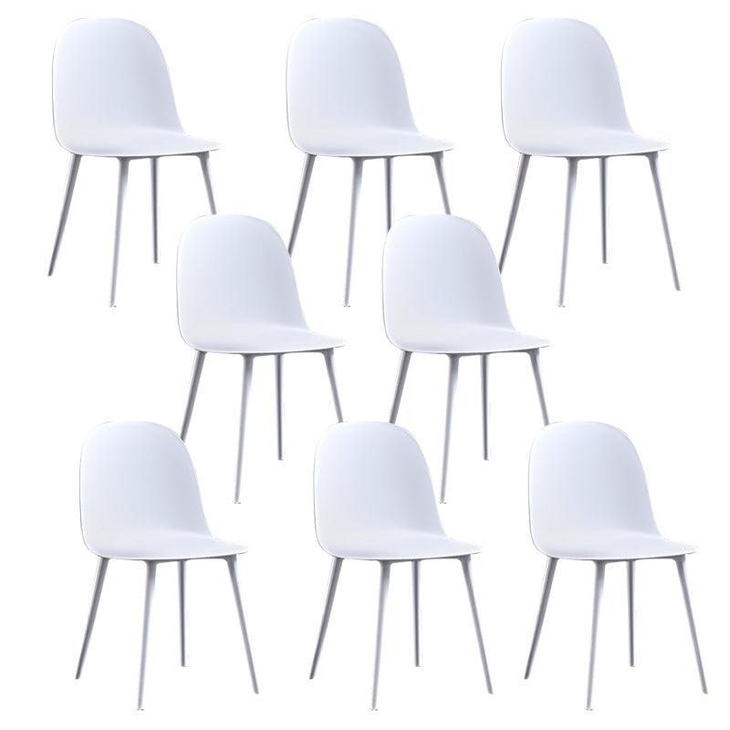 Glam Style Metal Side Chair Matte Finish Solid Back Dining Room Dining Chair White Plastic Set of 8 Clearhalo ' kitchen&dining_furn' 'Dining Chairs' 'Dining Tables & Seating' 'dining_chair' 'Furniture' 'furniture_dining_chair' 'Kitchen & Dining Furniture' 'kitchen' 3454709