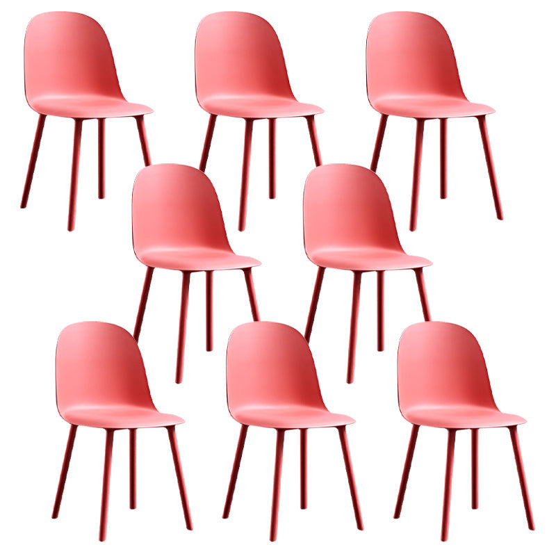 Glam Style Metal Side Chair Matte Finish Solid Back Dining Room Dining Chair Red Plastic Set of 8 Clearhalo ' kitchen&dining_furn' 'Dining Chairs' 'Dining Tables & Seating' 'dining_chair' 'Furniture' 'furniture_dining_chair' 'Kitchen & Dining Furniture' 'kitchen' 3454712