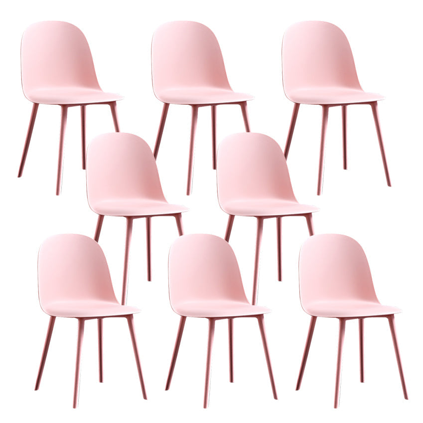 Glam Style Metal Side Chair Matte Finish Solid Back Dining Room Dining Chair Pink Plastic Set of 8 Clearhalo ' kitchen&dining_furn' 'Dining Chairs' 'Dining Tables & Seating' 'dining_chair' 'Furniture' 'furniture_dining_chair' 'Kitchen & Dining Furniture' 'kitchen' 3454717