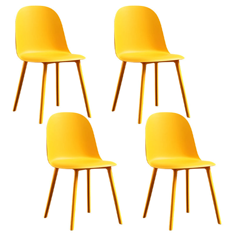 Glam Style Metal Side Chair Matte Finish Solid Back Dining Room Dining Chair Yellow Plastic Set of 4 Clearhalo ' kitchen&dining_furn' 'Dining Chairs' 'Dining Tables & Seating' 'dining_chair' 'Furniture' 'furniture_dining_chair' 'Kitchen & Dining Furniture' 'kitchen' 3454718