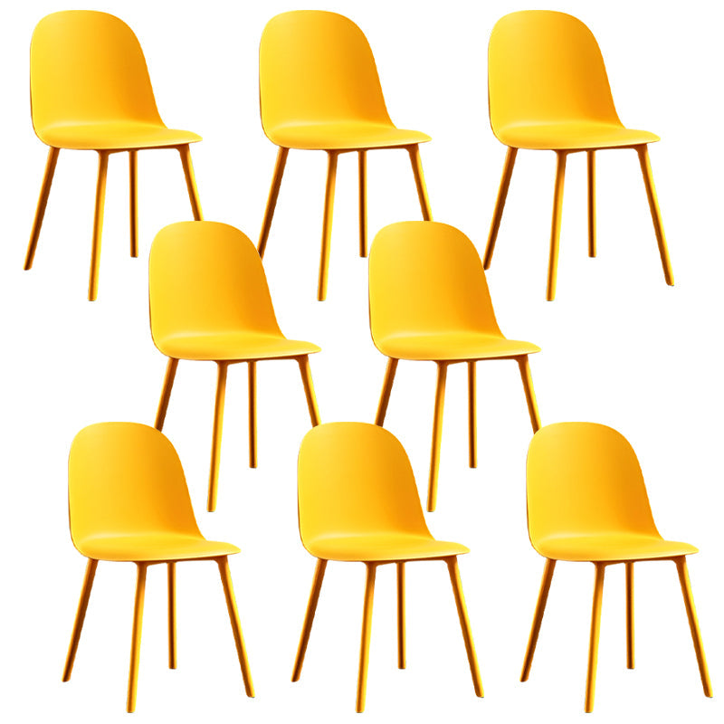 Glam Style Metal Side Chair Matte Finish Solid Back Dining Room Dining Chair Yellow Plastic Set of 8 Clearhalo ' kitchen&dining_furn' 'Dining Chairs' 'Dining Tables & Seating' 'dining_chair' 'Furniture' 'furniture_dining_chair' 'Kitchen & Dining Furniture' 'kitchen' 3454719
