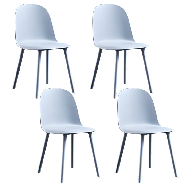 Glam Style Metal Side Chair Matte Finish Solid Back Dining Room Dining Chair Blue Plastic Set of 4 Clearhalo ' kitchen&dining_furn' 'Dining Chairs' 'Dining Tables & Seating' 'dining_chair' 'Furniture' 'furniture_dining_chair' 'Kitchen & Dining Furniture' 'kitchen' 3454720