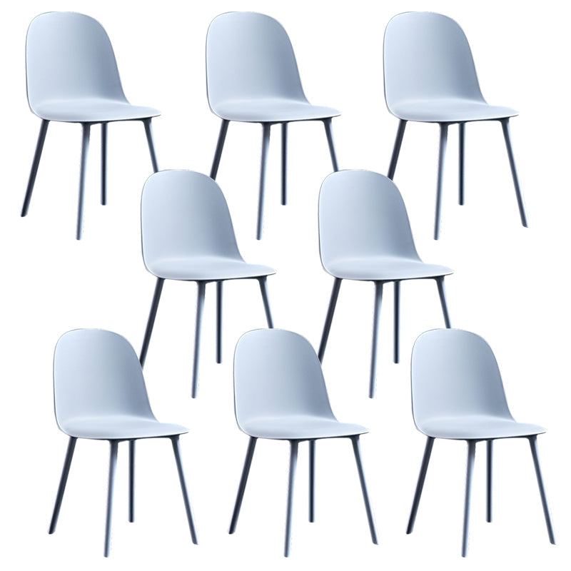 Glam Style Metal Side Chair Matte Finish Solid Back Dining Room Dining Chair Blue Plastic Set of 8 Clearhalo ' kitchen&dining_furn' 'Dining Chairs' 'Dining Tables & Seating' 'dining_chair' 'Furniture' 'furniture_dining_chair' 'Kitchen & Dining Furniture' 'kitchen' 3454721