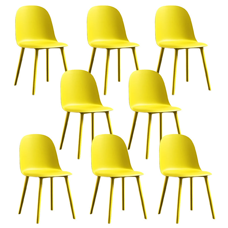 Glam Style Metal Side Chair Matte Finish Solid Back Dining Room Dining Chair Gold Plastic Set of 8 Clearhalo ' kitchen&dining_furn' 'Dining Chairs' 'Dining Tables & Seating' 'dining_chair' 'Furniture' 'furniture_dining_chair' 'Kitchen & Dining Furniture' 'kitchen' 3454723