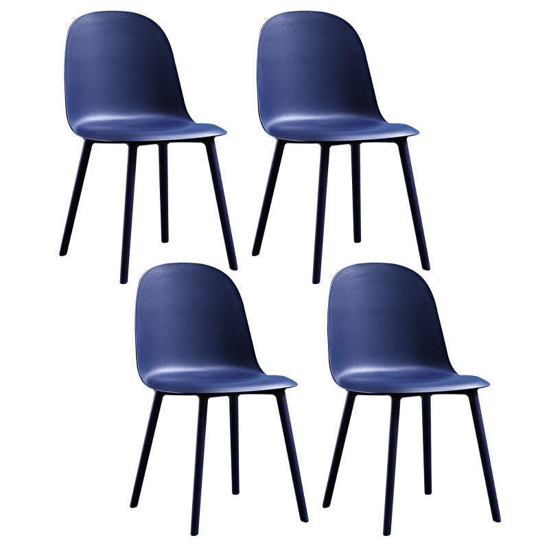 Glam Style Metal Side Chair Matte Finish Solid Back Dining Room Dining Chair Dark Blue Plastic Set of 4 Clearhalo ' kitchen&dining_furn' 'Dining Chairs' 'Dining Tables & Seating' 'dining_chair' 'Furniture' 'furniture_dining_chair' 'Kitchen & Dining Furniture' 'kitchen' 3454724