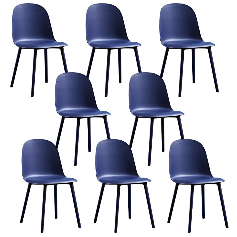 Glam Style Metal Side Chair Matte Finish Solid Back Dining Room Dining Chair Dark Blue Plastic Set of 8 Clearhalo ' kitchen&dining_furn' 'Dining Chairs' 'Dining Tables & Seating' 'dining_chair' 'Furniture' 'furniture_dining_chair' 'Kitchen & Dining Furniture' 'kitchen' 3454725