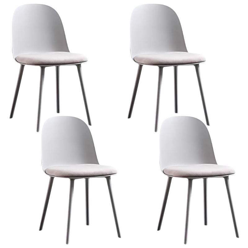Glam Style Metal Side Chair Matte Finish Solid Back Dining Room Dining Chair Grey Upholstered Set of 4 Clearhalo ' kitchen&dining_furn' 'Dining Chairs' 'Dining Tables & Seating' 'dining_chair' 'Furniture' 'furniture_dining_chair' 'Kitchen & Dining Furniture' 'kitchen' 3454726