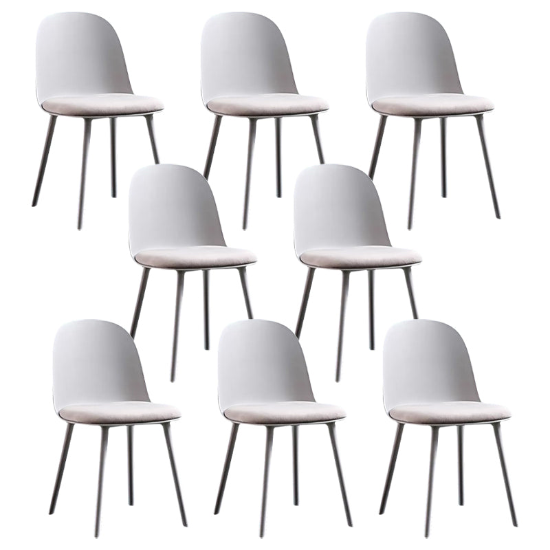 Glam Style Metal Side Chair Matte Finish Solid Back Dining Room Dining Chair Grey Upholstered Set of 8 Clearhalo ' kitchen&dining_furn' 'Dining Chairs' 'Dining Tables & Seating' 'dining_chair' 'Furniture' 'furniture_dining_chair' 'Kitchen & Dining Furniture' 'kitchen' 3454727