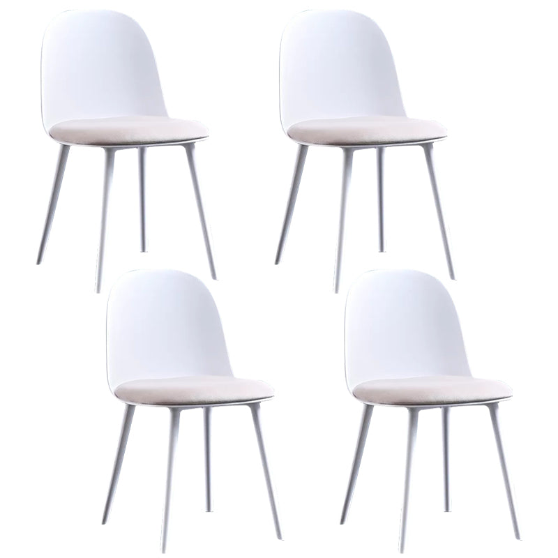 Glam Style Metal Side Chair Matte Finish Solid Back Dining Room Dining Chair White Upholstered Set of 4 Clearhalo ' kitchen&dining_furn' 'Dining Chairs' 'Dining Tables & Seating' 'dining_chair' 'Furniture' 'furniture_dining_chair' 'Kitchen & Dining Furniture' 'kitchen' 3454728
