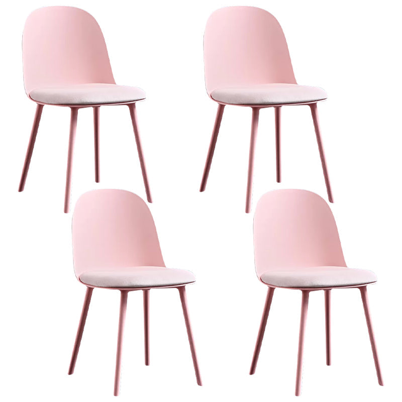 Glam Style Metal Side Chair Matte Finish Solid Back Dining Room Dining Chair Pink Upholstered Set of 4 Clearhalo ' kitchen&dining_furn' 'Dining Chairs' 'Dining Tables & Seating' 'dining_chair' 'Furniture' 'furniture_dining_chair' 'Kitchen & Dining Furniture' 'kitchen' 3454732