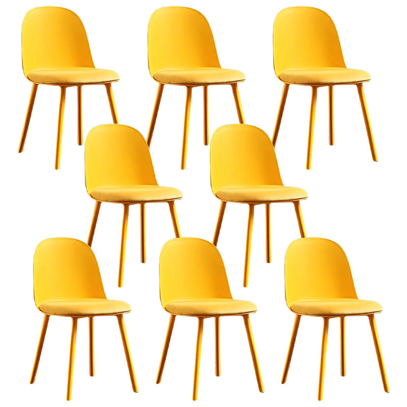 Glam Style Metal Side Chair Matte Finish Solid Back Dining Room Dining Chair Yellow Upholstered Set of 8 Clearhalo ' kitchen&dining_furn' 'Dining Chairs' 'Dining Tables & Seating' 'dining_chair' 'Furniture' 'furniture_dining_chair' 'Kitchen & Dining Furniture' 'kitchen' 3454735