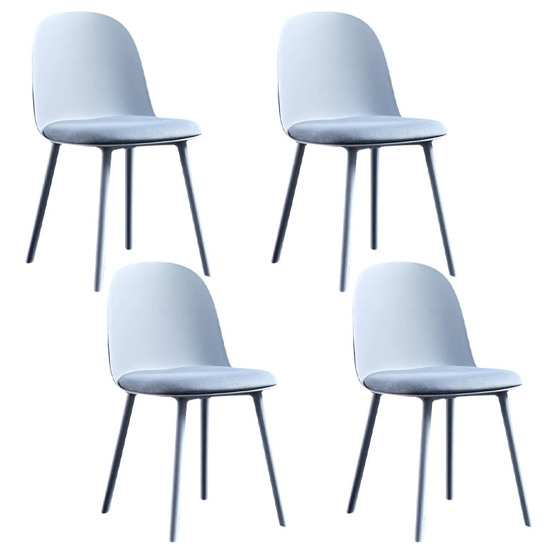 Glam Style Metal Side Chair Matte Finish Solid Back Dining Room Dining Chair Blue Upholstered Set of 4 Clearhalo ' kitchen&dining_furn' 'Dining Chairs' 'Dining Tables & Seating' 'dining_chair' 'Furniture' 'furniture_dining_chair' 'Kitchen & Dining Furniture' 'kitchen' 3454736