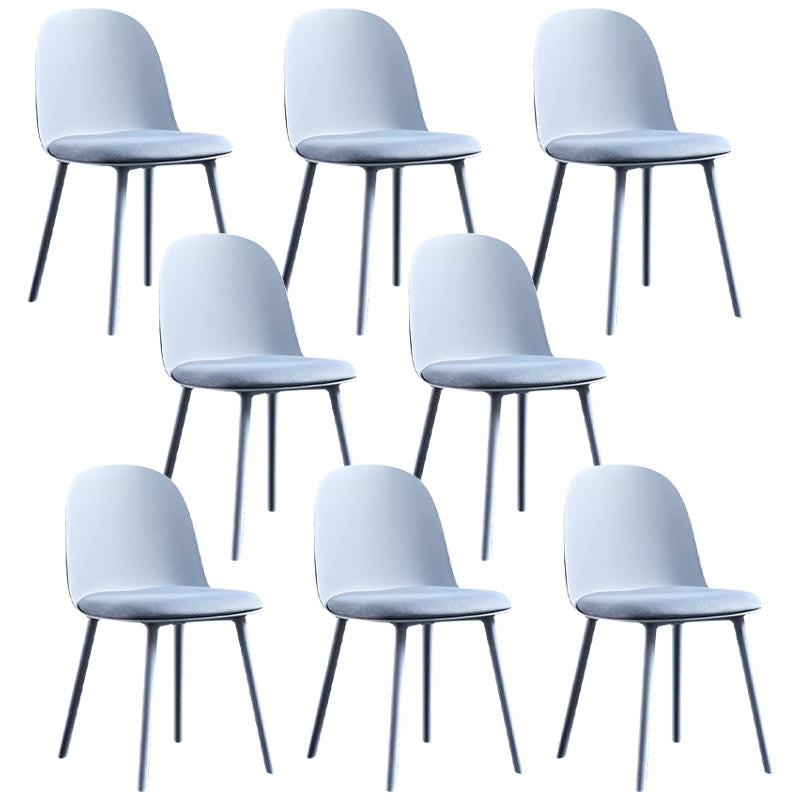 Glam Style Metal Side Chair Matte Finish Solid Back Dining Room Dining Chair Blue Upholstered Set of 8 Clearhalo ' kitchen&dining_furn' 'Dining Chairs' 'Dining Tables & Seating' 'dining_chair' 'Furniture' 'furniture_dining_chair' 'Kitchen & Dining Furniture' 'kitchen' 3454737
