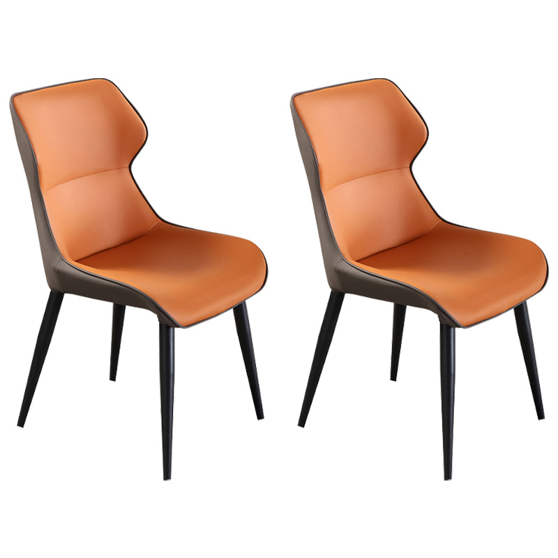 Industrial Dining Chair Wingback Side Chair with Black Metal Legs for Home Use Orange Set of 2 Clearhalo ' kitchen&dining_furn' 'Dining Chairs' 'Dining Tables & Seating' 'dining_chair' 'Furniture' 'furniture_dining_chair' 'Kitchen & Dining Furniture' 'kitchen' 3454743