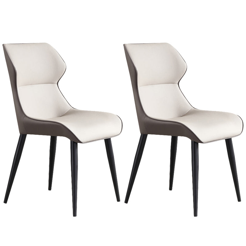 Industrial Dining Chair Wingback Side Chair with Black Metal Legs for Home Use Gray-White Set of 2 Clearhalo ' kitchen&dining_furn' 'Dining Chairs' 'Dining Tables & Seating' 'dining_chair' 'Furniture' 'furniture_dining_chair' 'Kitchen & Dining Furniture' 'kitchen' 3454748