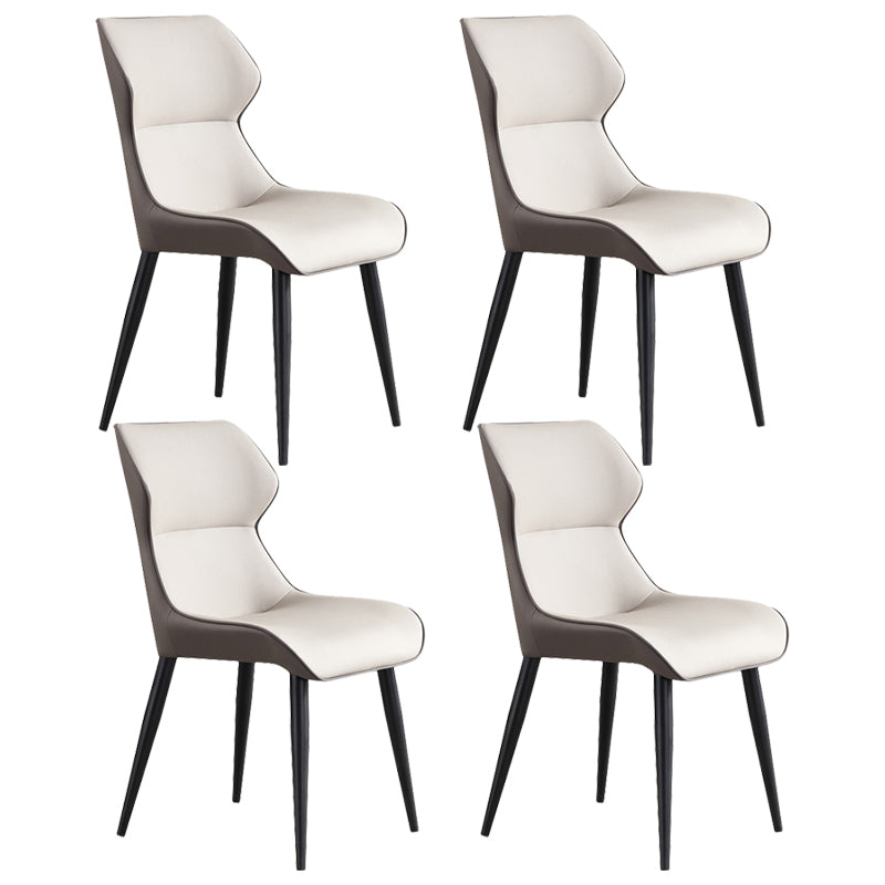 Industrial Dining Chair Wingback Side Chair with Black Metal Legs for Home Use Gray-White Set of 4 Clearhalo ' kitchen&dining_furn' 'Dining Chairs' 'Dining Tables & Seating' 'dining_chair' 'Furniture' 'furniture_dining_chair' 'Kitchen & Dining Furniture' 'kitchen' 3454750