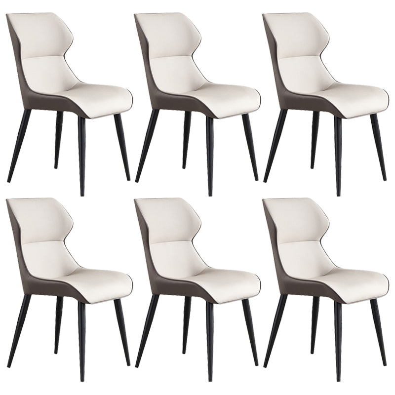 Industrial Dining Chair Wingback Side Chair with Black Metal Legs for Home Use Gray-White Set of 6 Clearhalo ' kitchen&dining_furn' 'Dining Chairs' 'Dining Tables & Seating' 'dining_chair' 'Furniture' 'furniture_dining_chair' 'Kitchen & Dining Furniture' 'kitchen' 3454752