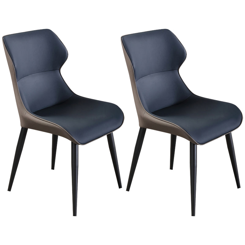 Industrial Dining Chair Wingback Side Chair with Black Metal Legs for Home Use Dark Blue Set of 2 Clearhalo ' kitchen&dining_furn' 'Dining Chairs' 'Dining Tables & Seating' 'dining_chair' 'Furniture' 'furniture_dining_chair' 'Kitchen & Dining Furniture' 'kitchen' 3454755